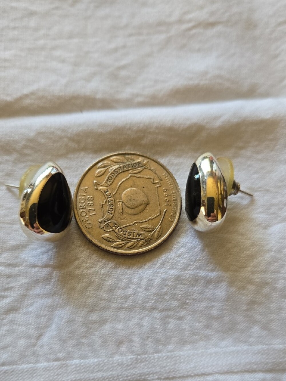 Black( Obsidian) Teardrop Silver Earrings - Picture 2 of 6